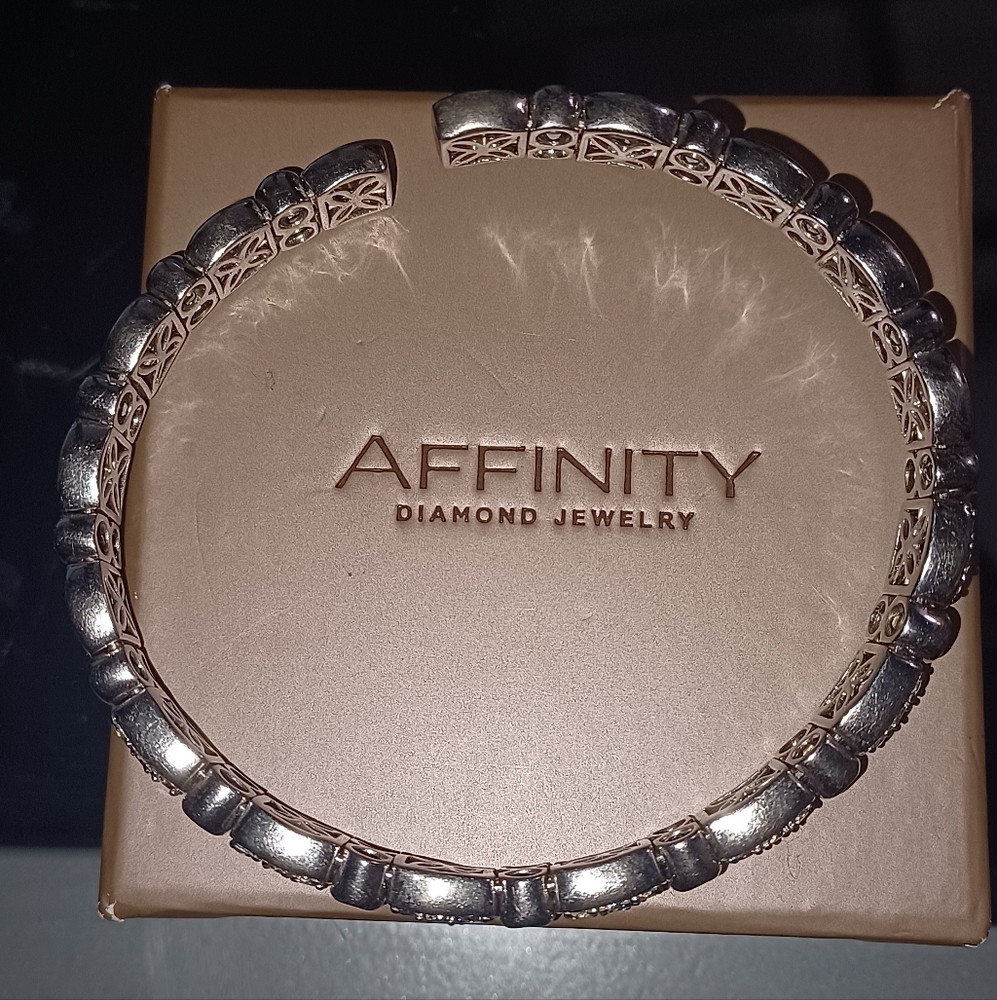 Qvc Affinity Diamond 925 Sterling Silver Cuff Bra… - image 7